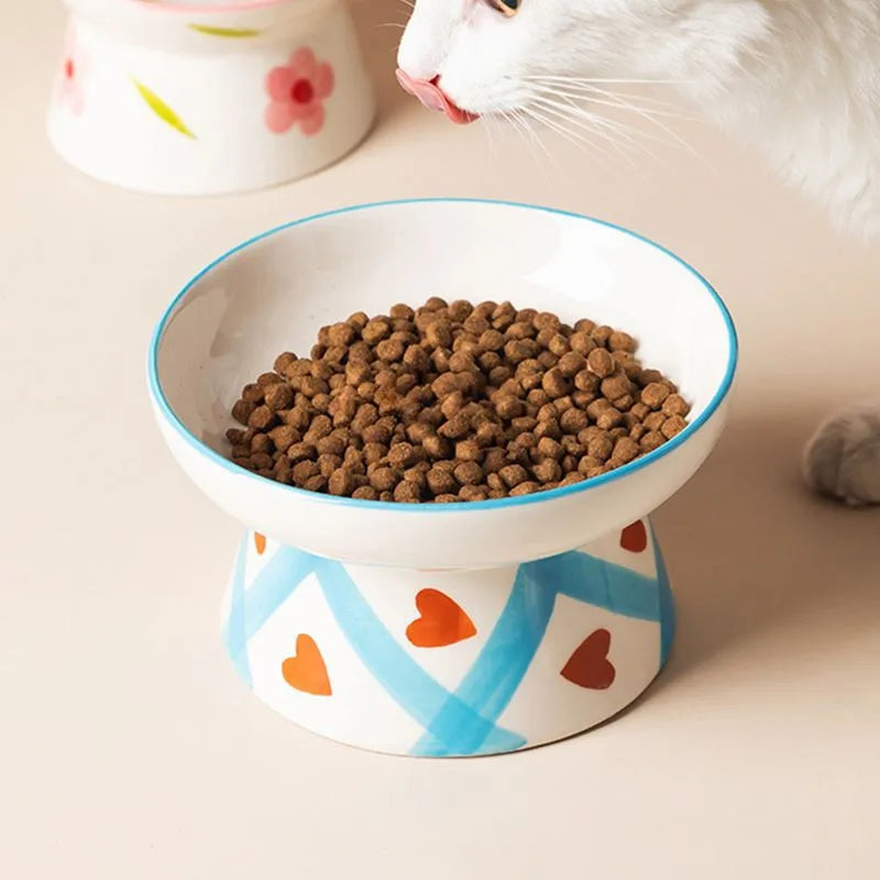 Cat Bowl Ceramic High Foot