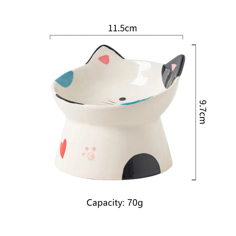 Cat Bowl Ceramic High Foot