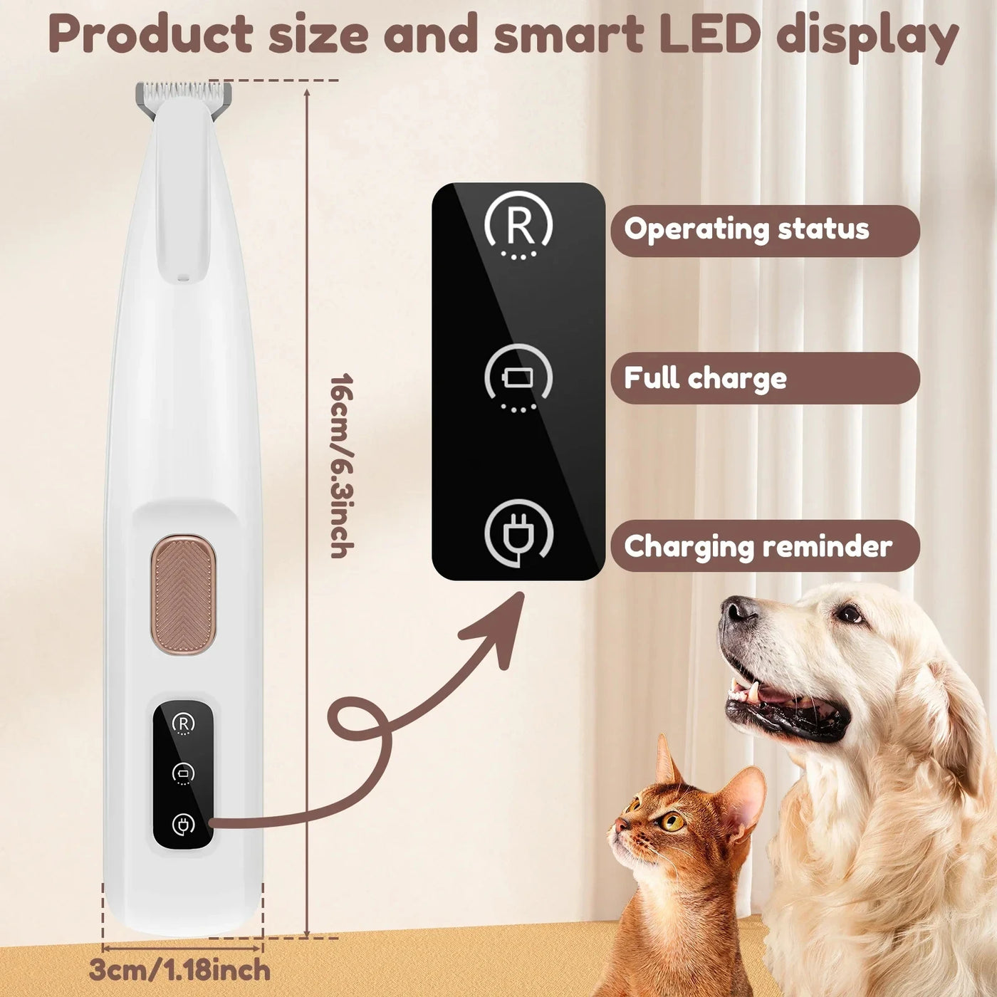 New Dog Paw Trimmer with LED Light Fully Waterproof Pet Hair Trimmer