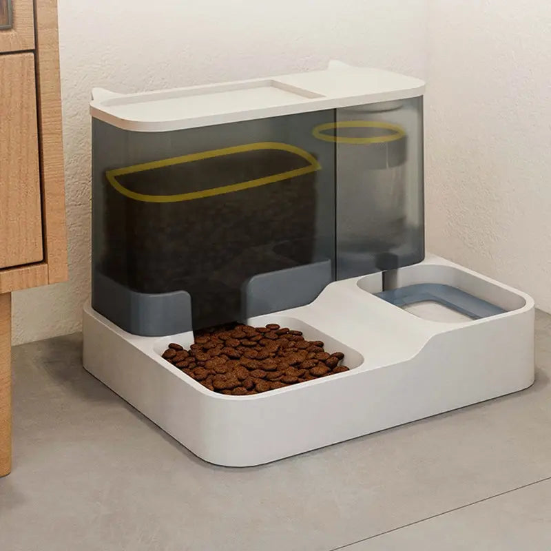 Large Capacity Automatic Cat Food Dispenser Drinking Water Bowl