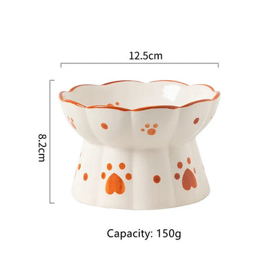 Cat Bowl Ceramic High Foot