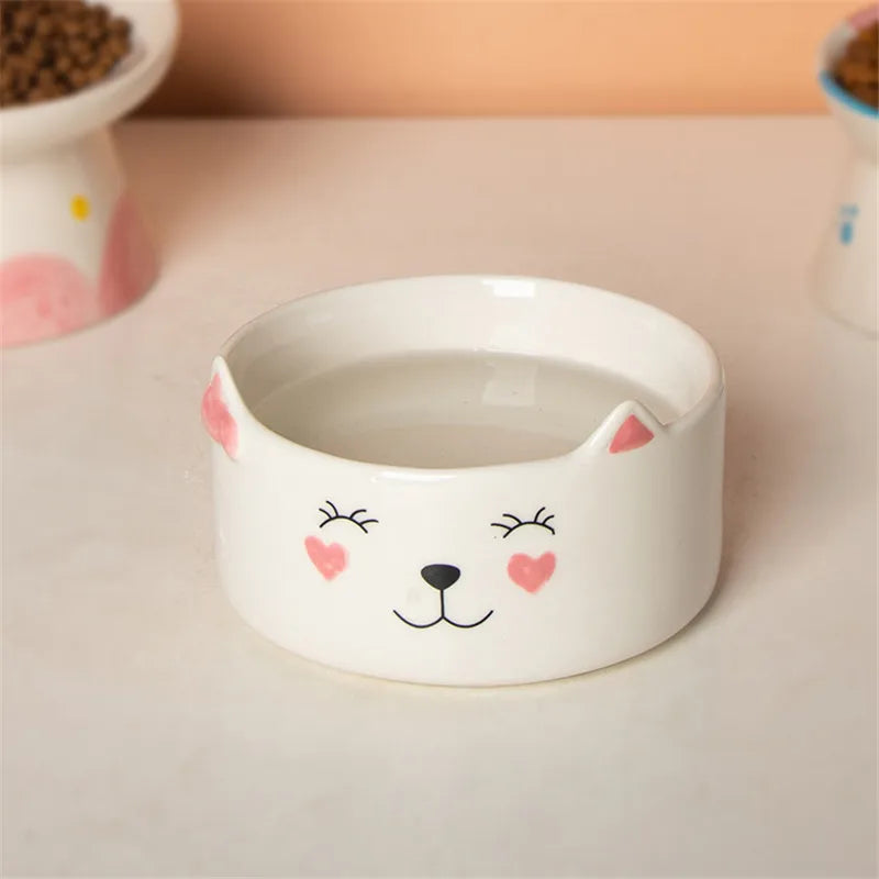 Cat Bowl Ceramic High Foot