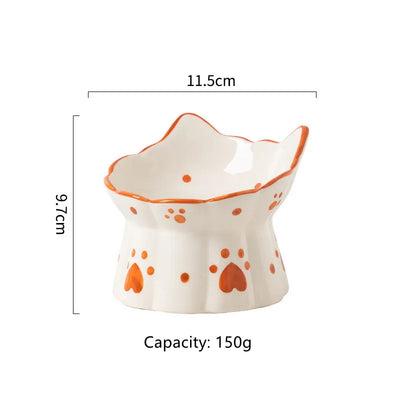 Cat Bowl Ceramic High Foot