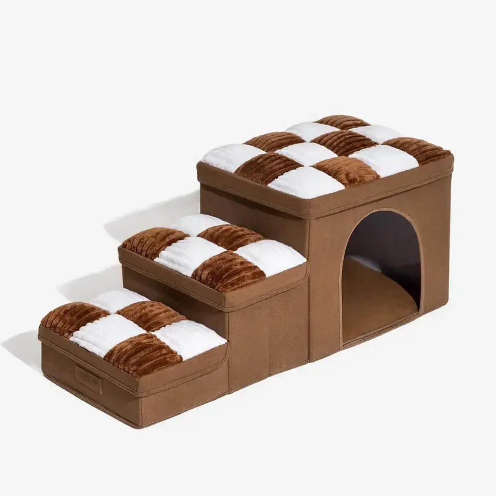 2024 New Square Handmade Pet Dog Staircase with Storage Cabinet and Apartment Easy To Fold Removable Dog Accessories