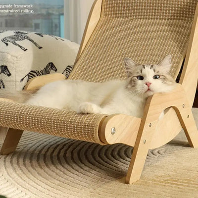 Sisal Cat Chair Wooden Cat Lounge Chair Cozy Stable