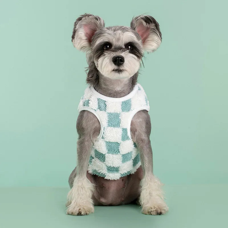 Winter Pet Jacket Clothes Grid Warm