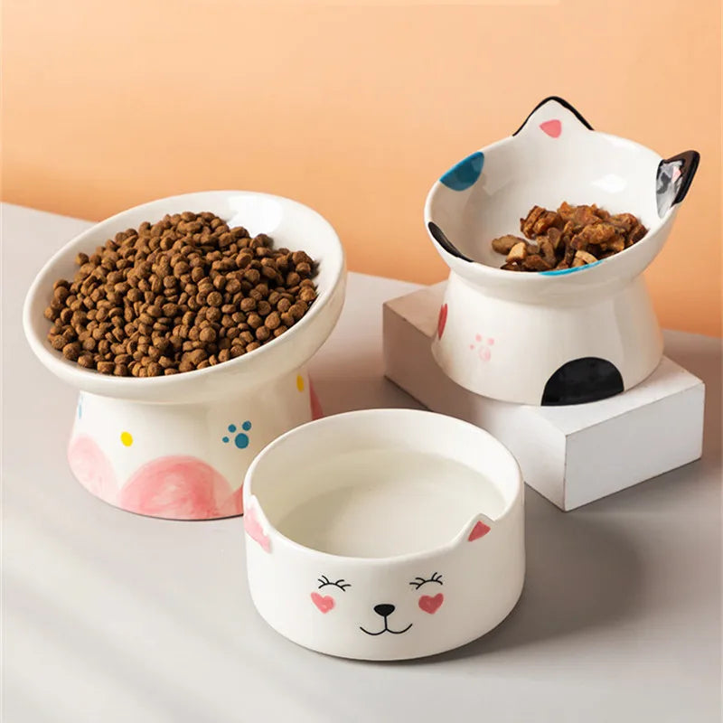 Cat Bowl Ceramic High Foot