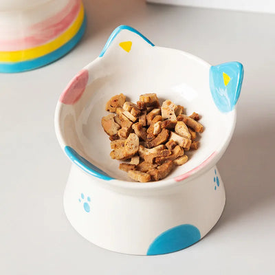 Cat Bowl Ceramic High Foot