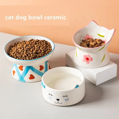 Cat Bowl Ceramic High Foot