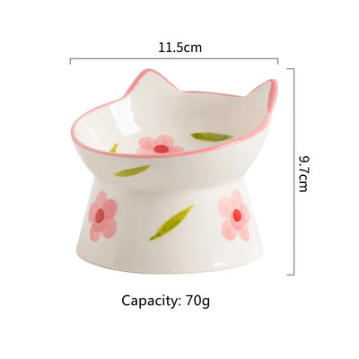 Cat Bowl Ceramic High Foot