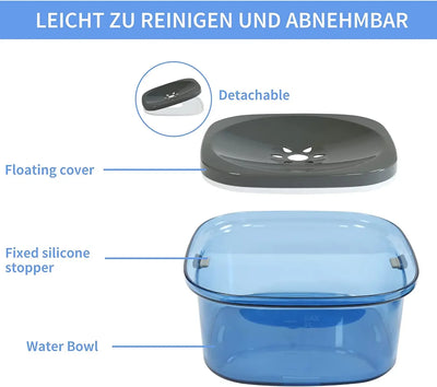 Pet Water Bowl Leakproof Anti-Slip 2L Large Capacity