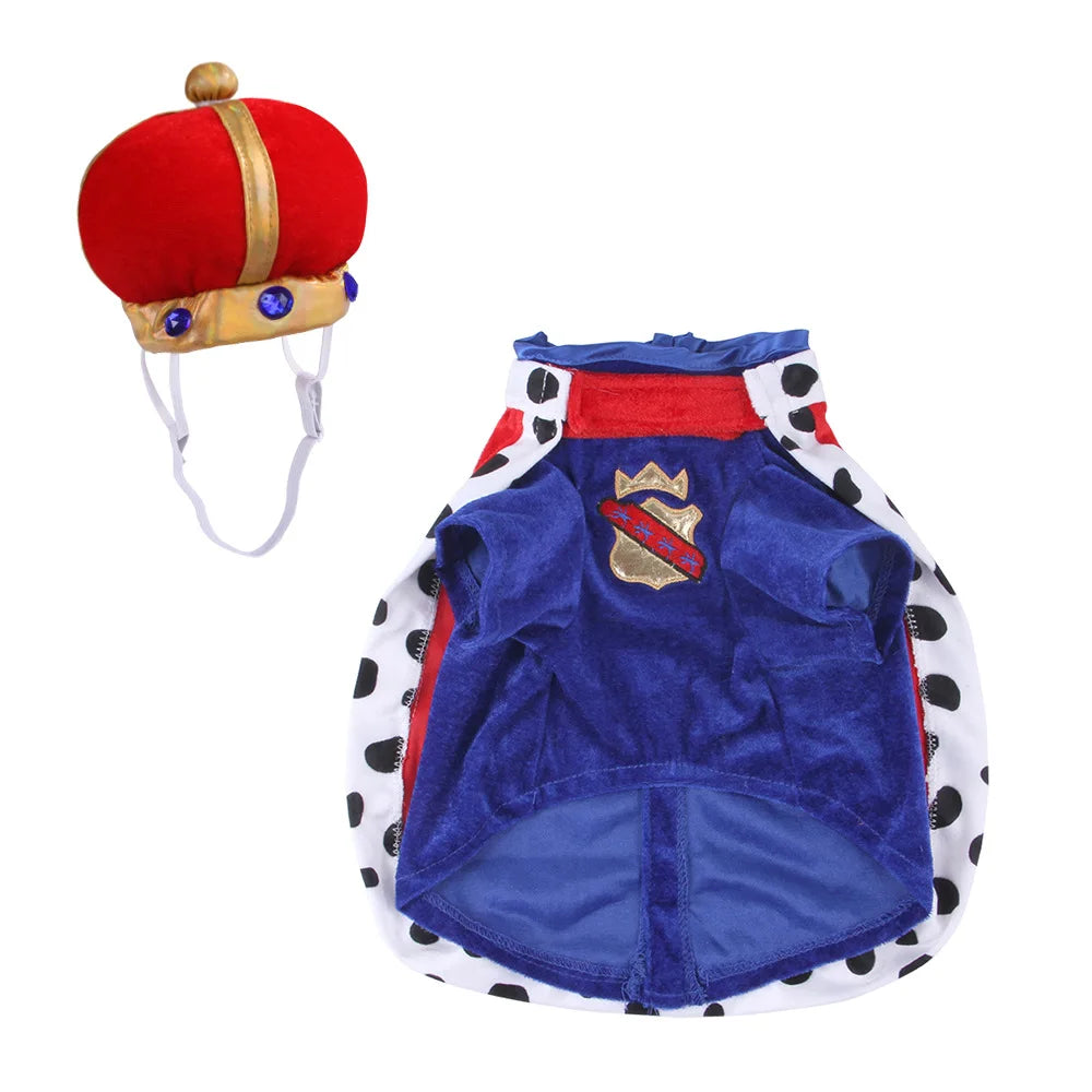 S-XL King Dog Clothes Cloak with Crown Autumn Winter Dog