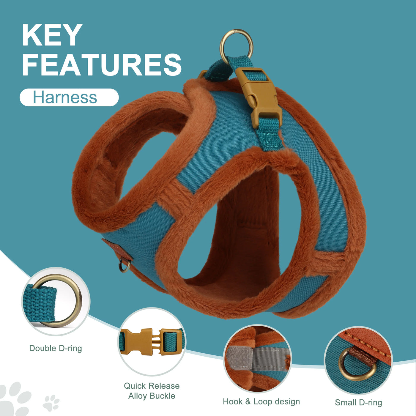 Winter Dog Harness and Leash Set Warm