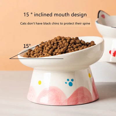 Cat Bowl Ceramic High Foot