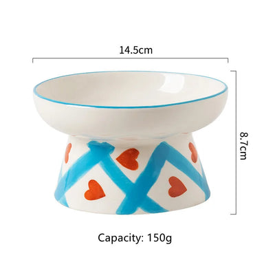 Cat Bowl Ceramic High Foot