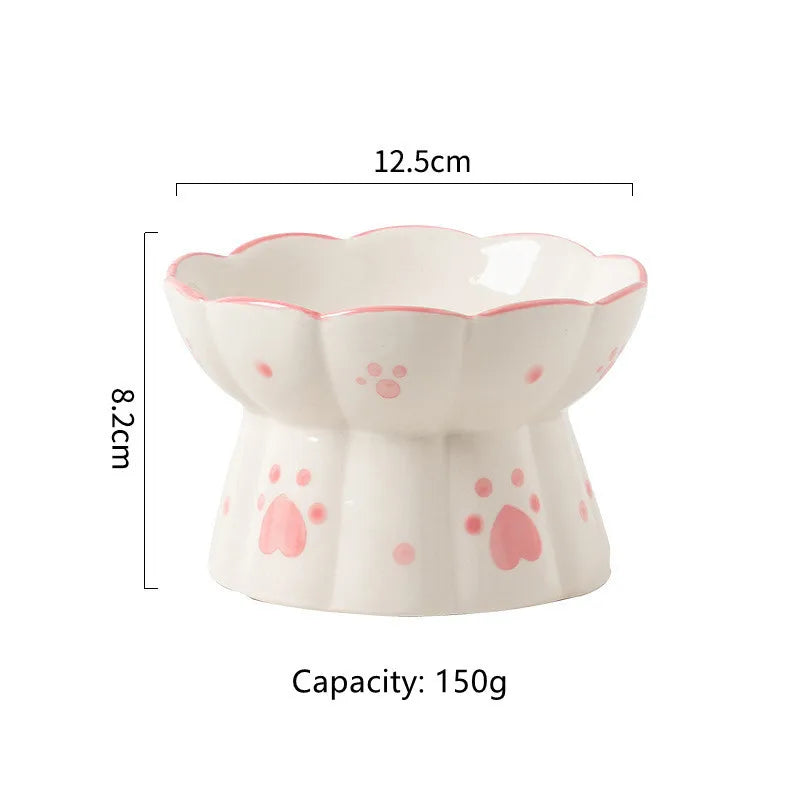 Cat Bowl Ceramic High Foot