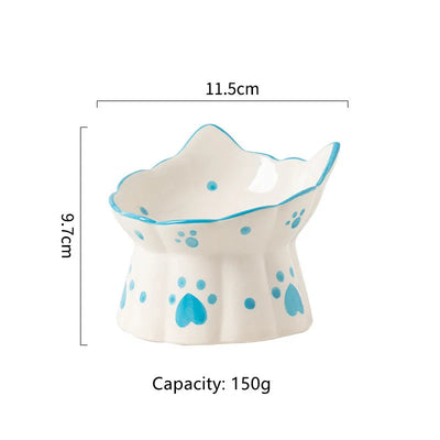 Cat Bowl Ceramic High Foot