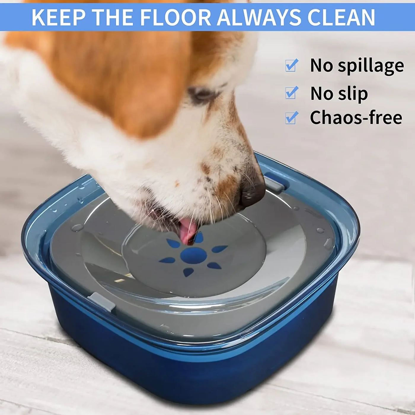 Pet Water Bowl Leakproof Anti-Slip 2L Large Capacity