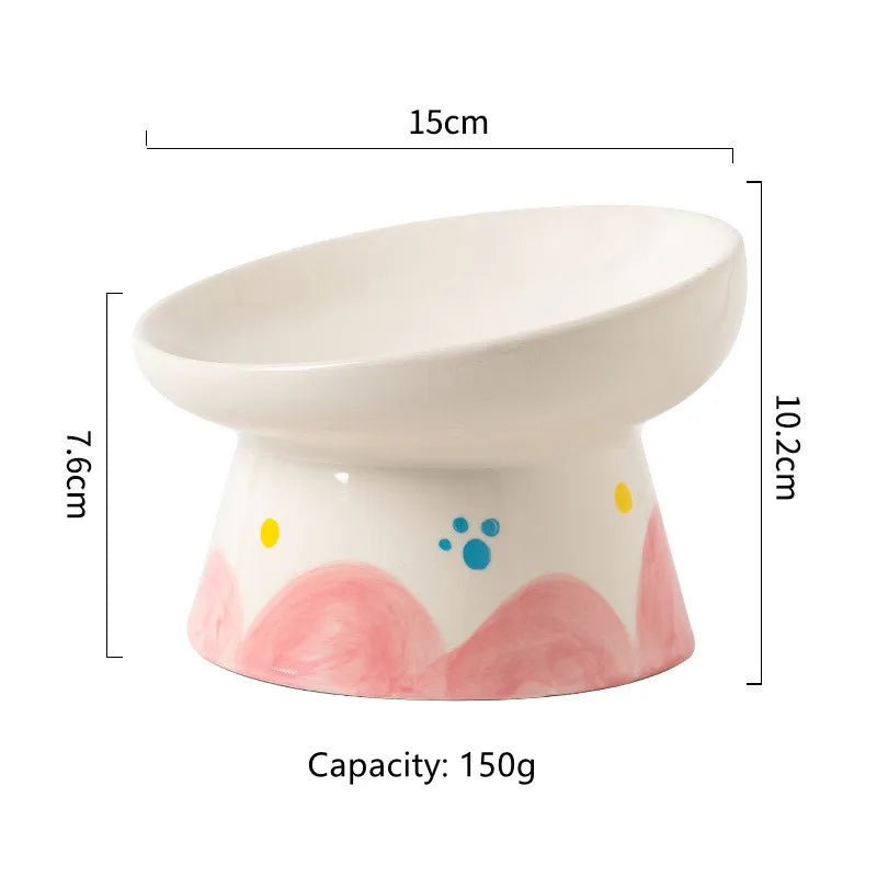 Cat Bowl Ceramic High Foot