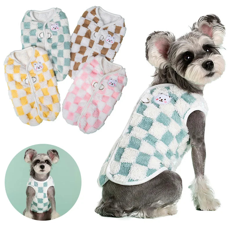 Winter Pet Jacket Clothes Grid Warm