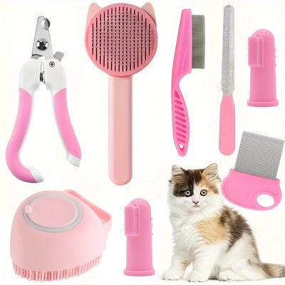 8-piece cat brush beauty kit