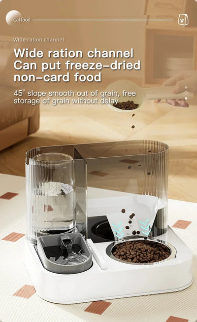 Automatic Pet Feeder 1.5L Water 2.2L Food Gravity