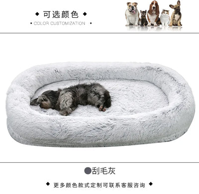 Long Plush Big Dog Bed also as Human Sofa Popular Large One-person Sofa Adult Elliptical Pet Bed Nest