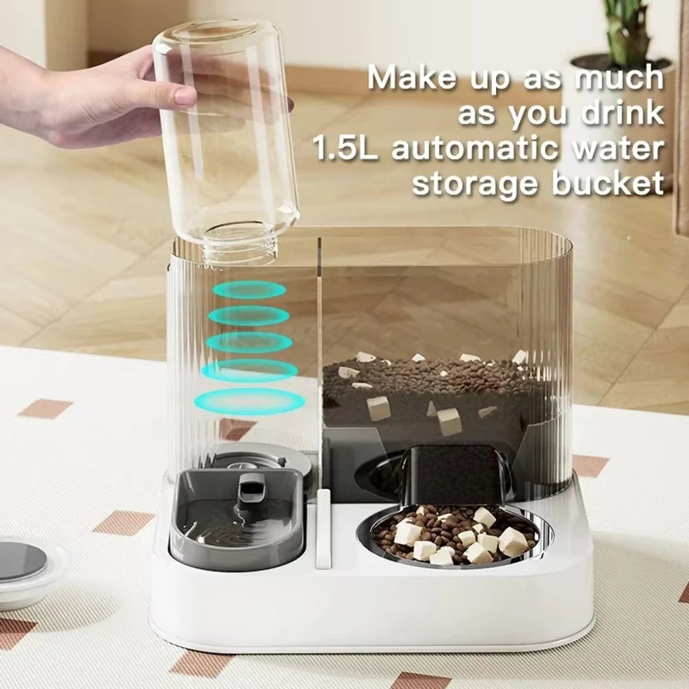 Automatic Pet Feeder 1.5L Water 2.2L Food Gravity