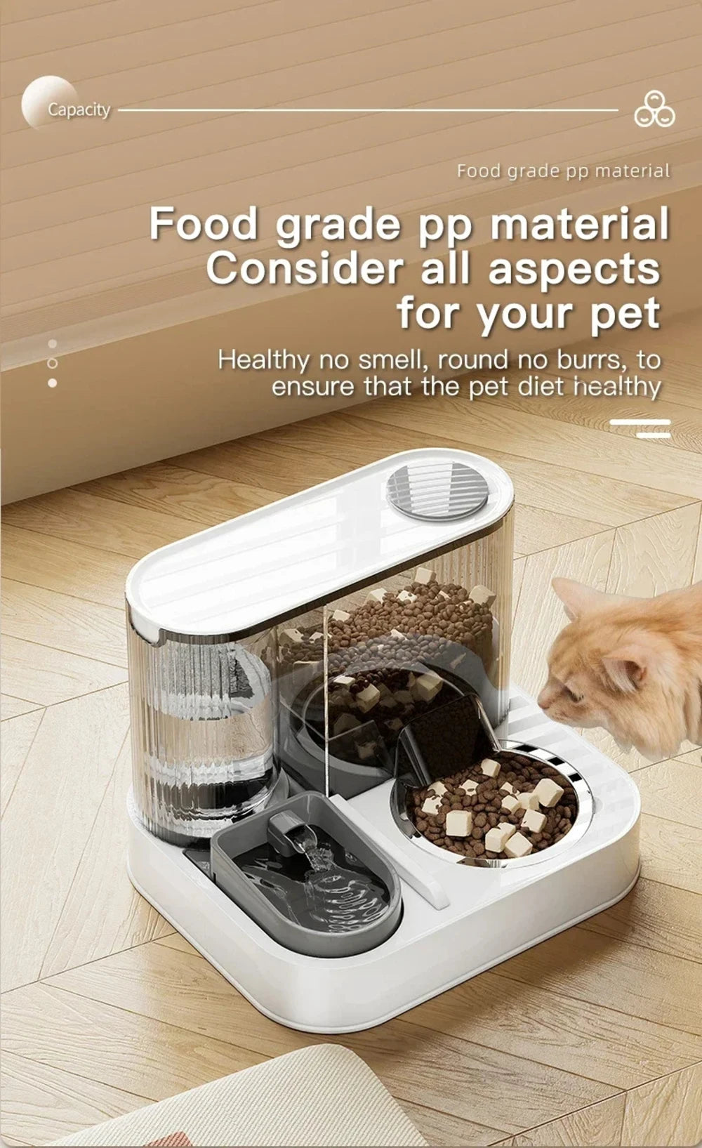 Automatic Pet Feeder 1.5L Water 2.2L Food Gravity