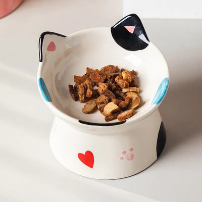 Cat Bowl Ceramic High Foot