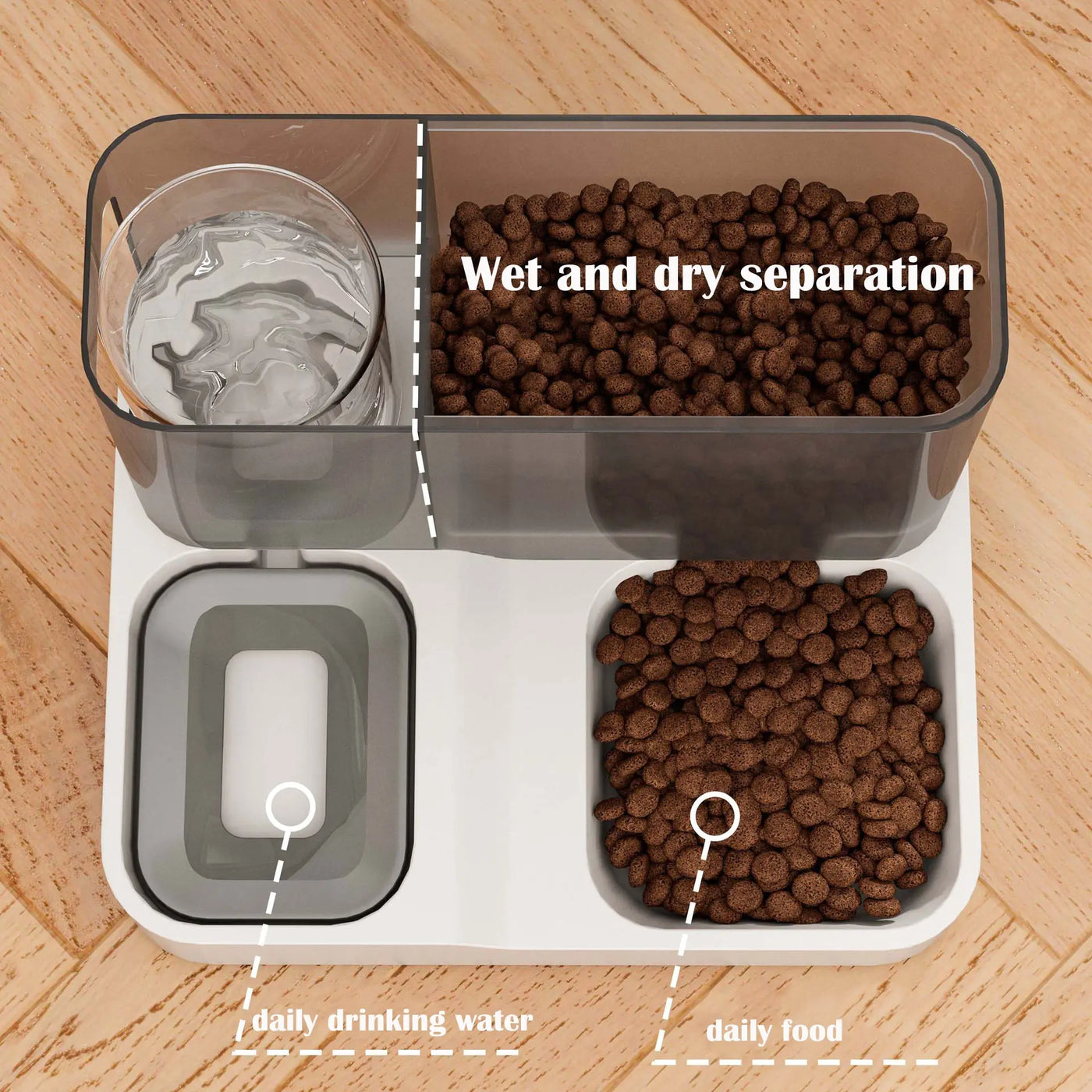 Large Capacity Automatic Cat Food Dispenser Drinking Water Bowl