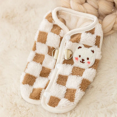 Winter Pet Jacket Clothes Grid Warm