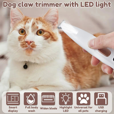 New Dog Paw Trimmer with LED Light Fully Waterproof Pet Hair Trimmer