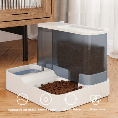 Large Capacity Automatic Cat Food Dispenser Drinking Water Bowl