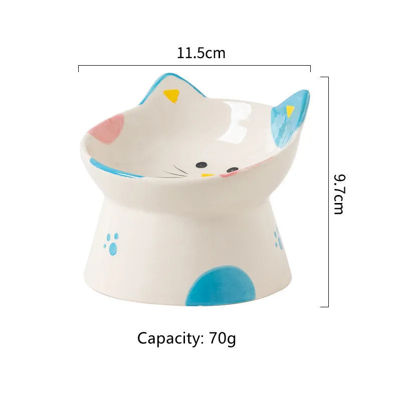 Cat Bowl Ceramic High Foot