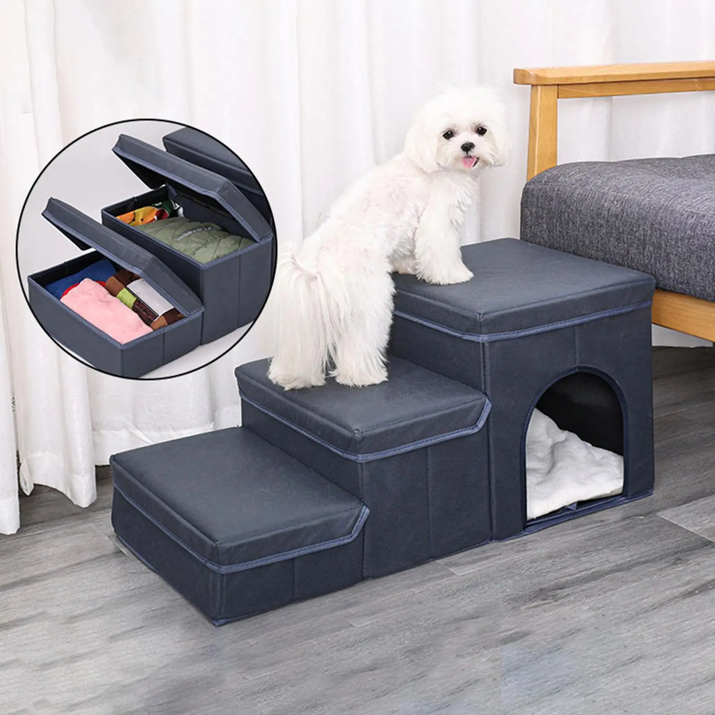 Dog Stairs Pet Ramp Ladder Non Slip Cave Bed Dog Steps Stair for Older Dogs