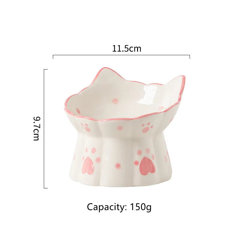 Cat Bowl Ceramic High Foot