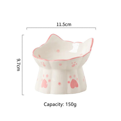 Cat Bowl Ceramic High Foot