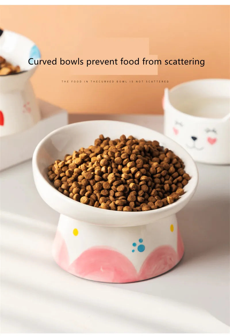 Cat Bowl Ceramic High Foot