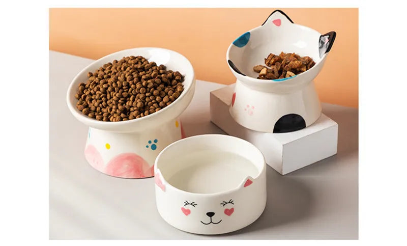 Cat Bowl Ceramic High Foot