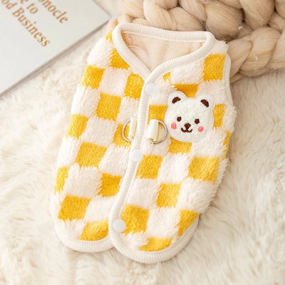 Winter Pet Jacket Clothes Grid Warm