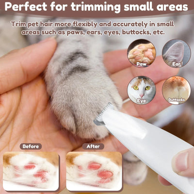 New Dog Paw Trimmer with LED Light Fully Waterproof Pet Hair Trimmer