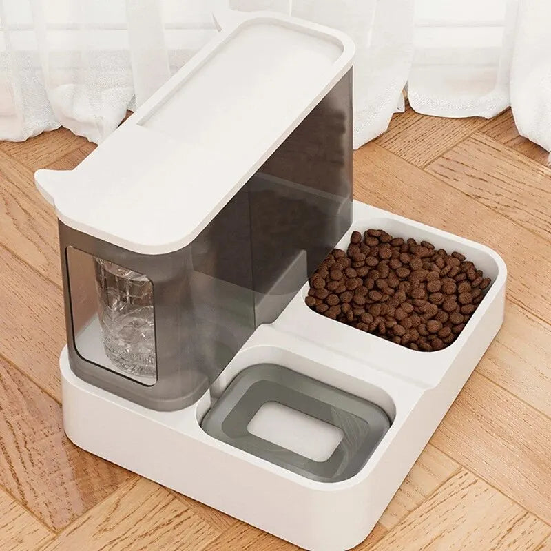 Large Capacity Automatic Cat Food Dispenser Drinking Water Bowl